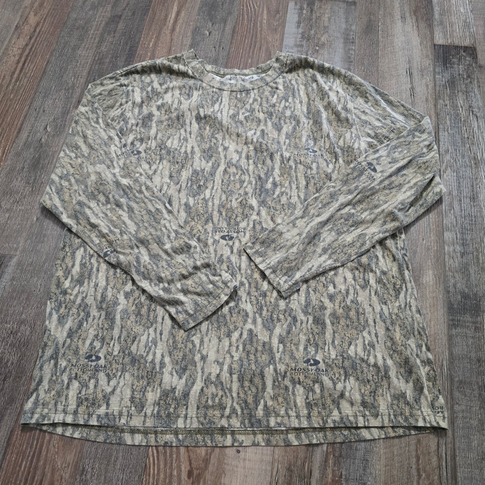 Mossy Oak Long Sleeve T-Shirt Mens L Bottomland Camo IV051062 Outdoor Hunting